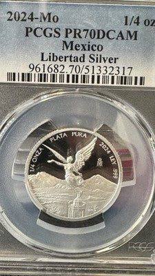 2024 Mo Mexico 1/4 oz Silver Libertad PR70 DCAM PCGS Blue Label
