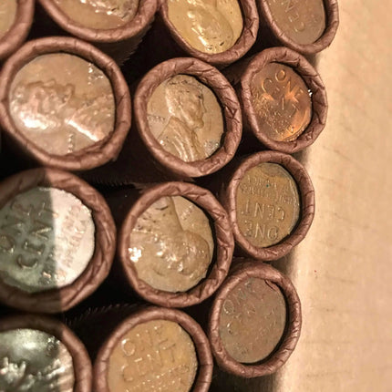 TIGHTLY CRIMPED ROLLS OF OLD WRAPPED WHEAT PENNIES Wholesale Wheat Cents