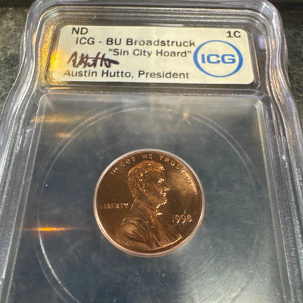 1998 Lincoln 1 cent ICG Austin Hutto "Sin City Hoard" Genventro