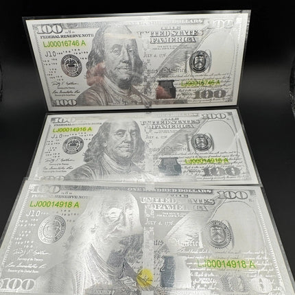 $100 Silver US Currency Strike Note Genventro