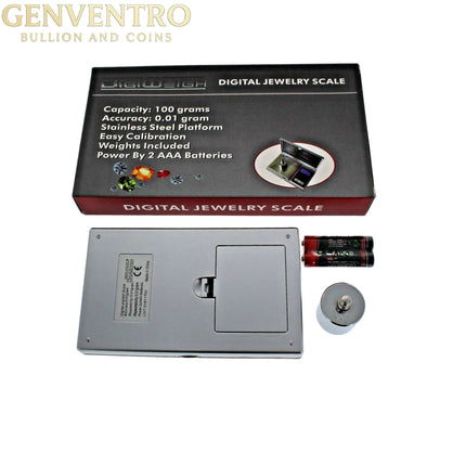DigiWeigh DW-100AS Pocket Digital Scale – 100g x 0.01g | Precision Jewelry & Gem Scale for Gold, Gems, Reloading, Coins, Specimens GOLD TESTING EQUIPMENT