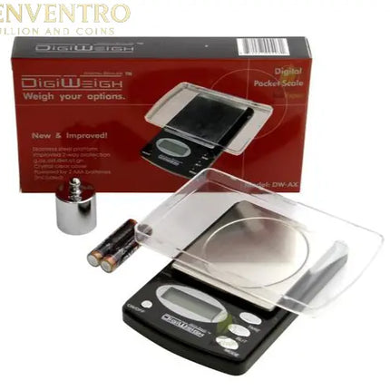 DigiWeigh DW-100AX Precision Digital Scale – 100g x 0.01g | Gram, Ounce, Carat, Grain Modes | Lab, Jewelry, Reloading, Gemstone Use GOLD TESTING EQUIPMENT
