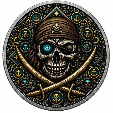 caribbean curse colorized 1/10 oz silver round (05/27) active offers, art bars/rounds