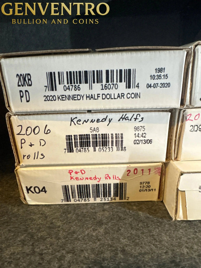 2013 P&D Kennedy Half Dollar $20 Original Roles Sealed Mint Box Genventro