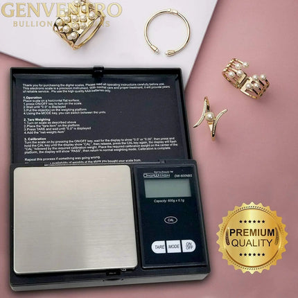 DigiWeigh DW-600BS Precision Digital Scale – 600g x 0.1g | Troy, Gram, Ounce, Grain | For Jewelry, Coins, Reloading, Scrap Metals GOLD TESTING EQUIPMENT