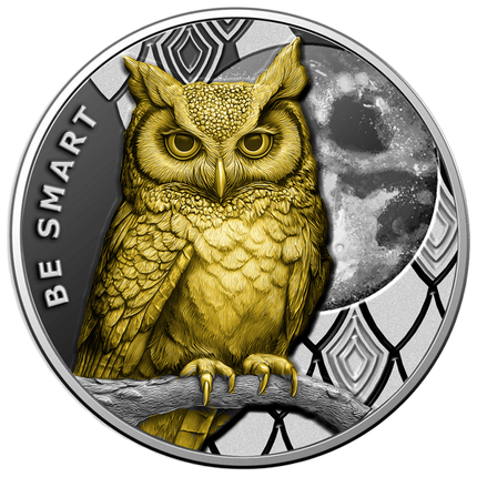 2026 cameroon be smart owl 1 oz silver coin (05/22) options: original mint packaging