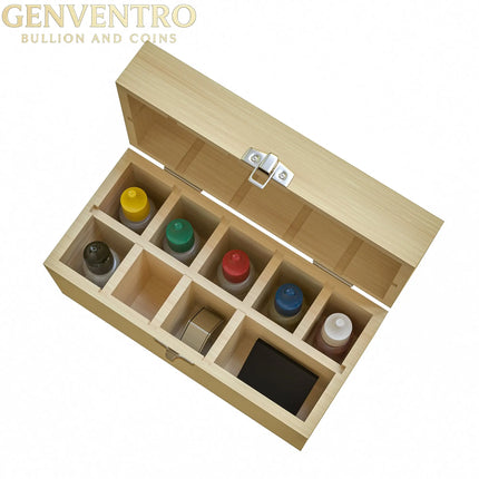 9 Slotted Large Wooden Bamboo Handcrafted Storage Box for Gold Silver Platinum Acid Jewelry Test Kit and Supplies GOLD TESTING EQUIPMENT