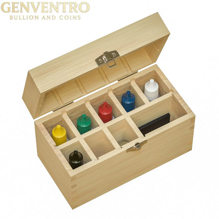 9 Slotted Large Wooden Bamboo Handcrafted Storage Box for Gold Silver Platinum Acid Jewelry Test Kit and Supplies GOLD TESTING EQUIPMENT