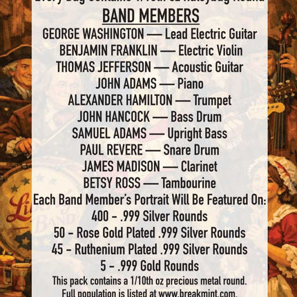 2026 Breakmint America's 250th Birthday Band Hayleybug Art 1/10 oz Silver & Gold Mystery Pack