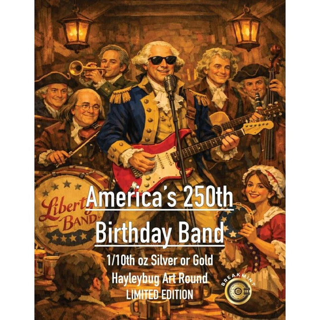 2026 breakmint america's 250th birthday band 1/10 oz silver &amp; gold mystery pack in stock items, art bars/rounds, art bars/rounds, patriotic &amp; political (u.s.)