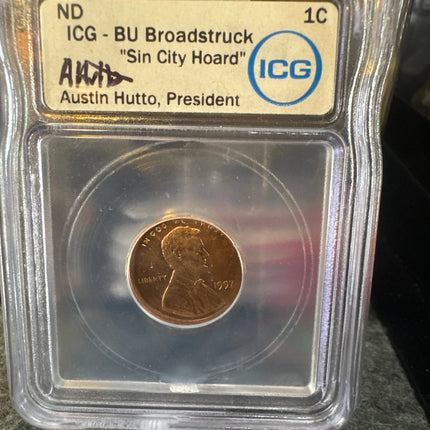 1997 Lincoln 1 cent ICG Austin Hutto "Sin City Hoard" Genventro