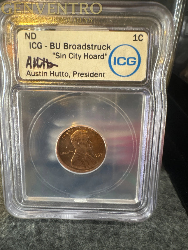 1997 Lincoln 1 cent ICG Austin Hutto "Sin City Hoard" Genventro