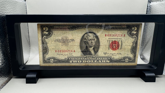 Framed 1953 US $2 Red Seal Note Legal Tender