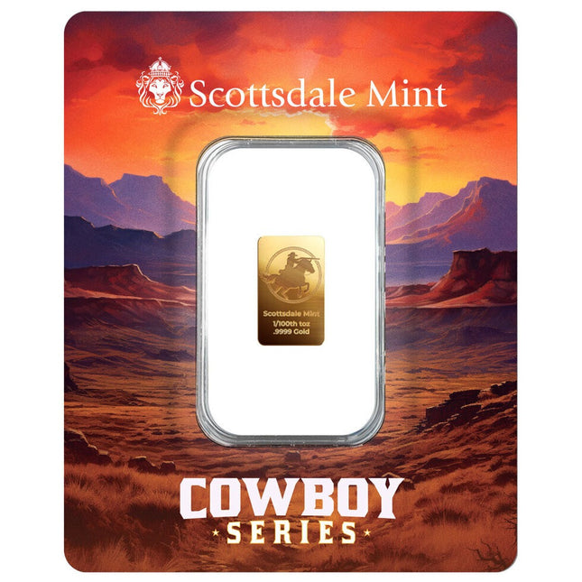 scottsdale mint cowboy rifleman 1/100 oz gold bar in card (05/14)