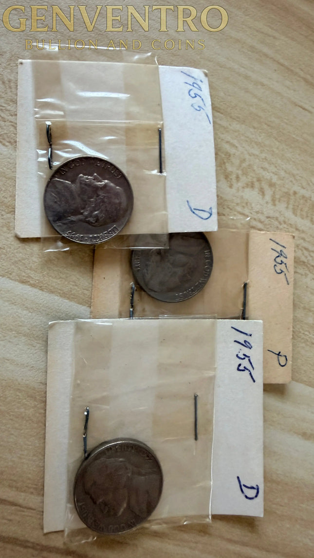 1955-D P Jefferson Nickel BU Genventro