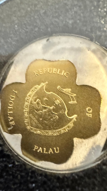 $1 Pure .9999 Republic of Palau Gold 4 Leaf Clover .5 gram coin