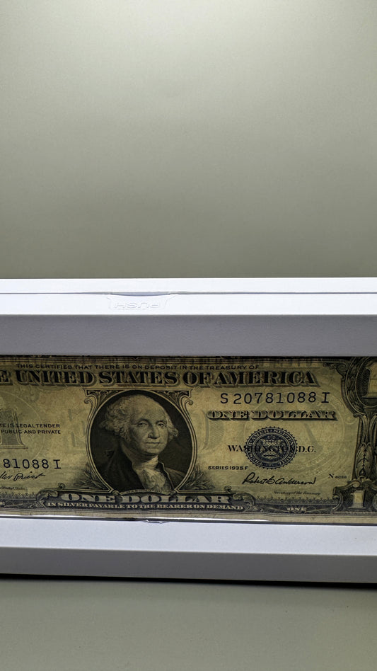 Framed 1935 US Silver Certificate $1 Blue Seal Note Legal Tender