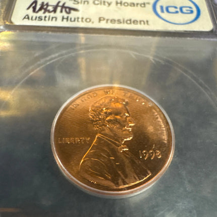 1998 Lincoln 1 cent ICG Austin Hutto "Sin City Hoard" Genventro