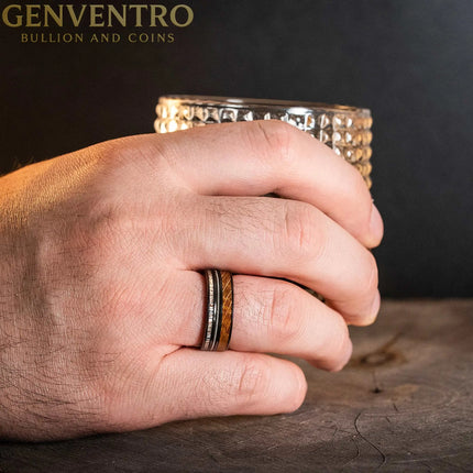 Whiskey Barrel Tungsten Carbide Ring Guitar String Antler MORF