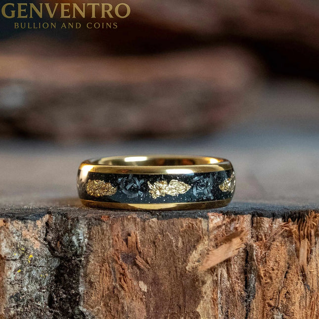 Meteorite x Gold Leaf Tungsten Carbide Ring - 6mm MORF