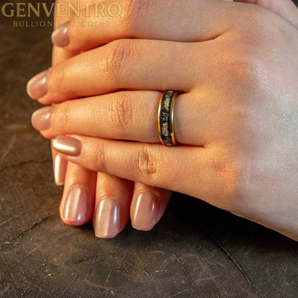 Meteorite x Gold Leaf Tungsten Carbide Ring - 6mm MORF