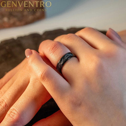 Black Galactic Meteorite Tungsten Carbide Ring - 6mm MORF
