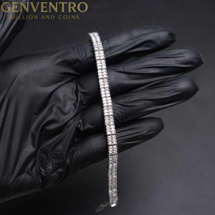 Baguette Moissanite Square Tennis Bracelet Solid 925 Sterling Silver MORF
