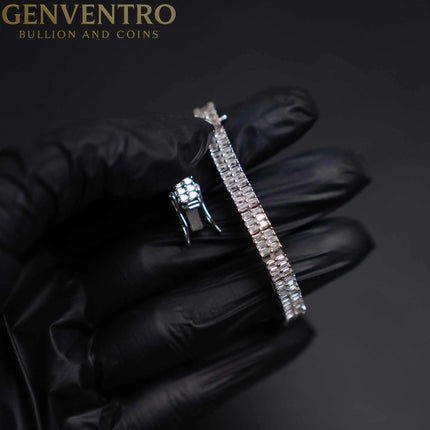 Baguette Moissanite Square Tennis Bracelet Solid 925 Sterling Silver MORF