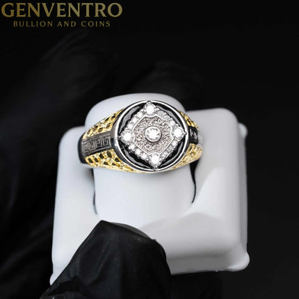 Men’s Three-Tone Moissanite Nugget Ring – 0.5 Carat MORF