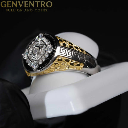 Men’s Three-Tone Moissanite Nugget Ring – 0.5 Carat MORF