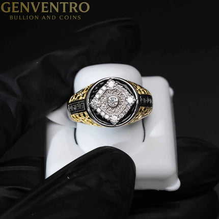 Men’s Three-Tone Moissanite Nugget Ring – 0.5 Carat MORF