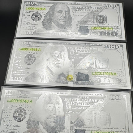 $100 Silver US Currency Strike Note Genventro