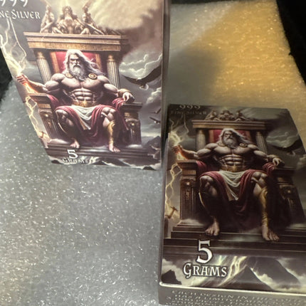 Zeus 5 Gram Fine Silver Bar New in Box w/ COA Pan Silver Company Genventro