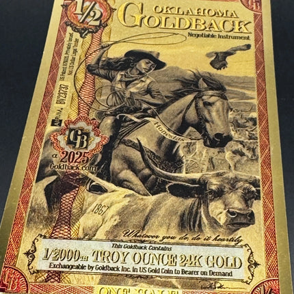 Oklahoma 1/2 Goldback Note 2025 1/2000 oz Genventro