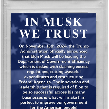 Elon Musk DOGE Trading Card - Graded Gem Mint 10