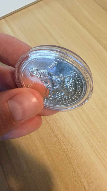 1985 American Prospector 1 Troy Oz Silver Round Mint Condition