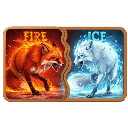 fire &amp; ice fox fusion bar colorized 2 x 5 oz copper medal set in stock items, collectible coins, collectible coins