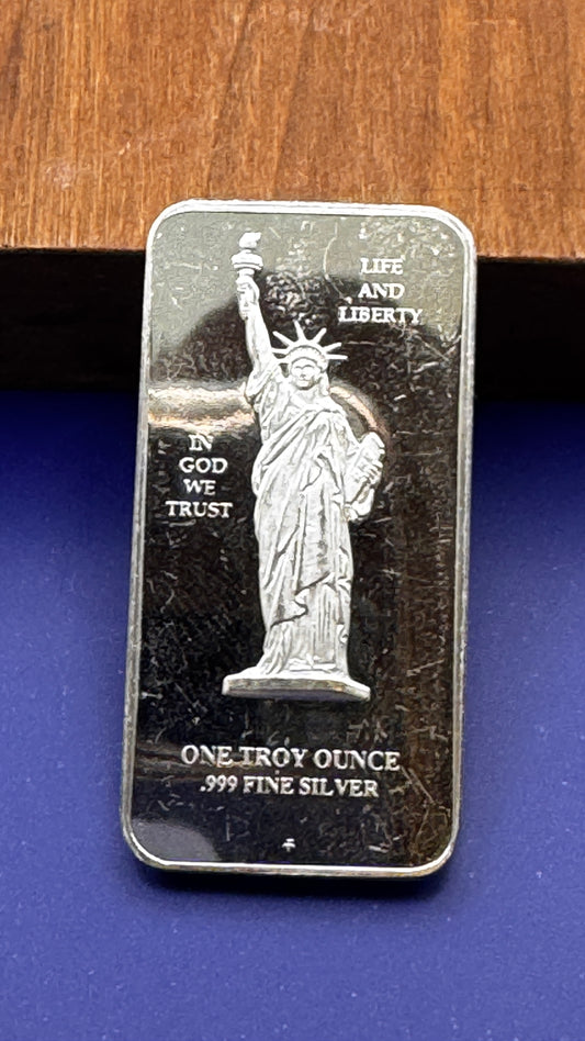 1oz pure .999 Life and Liberty Silver Bar The New Millennium Group