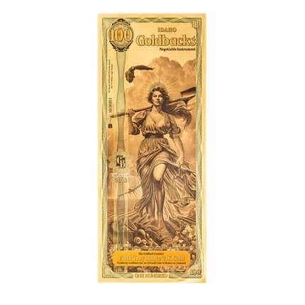 2026 Idaho 100 Goldback 1/10th Troy oz Gold-Backed Currency Note