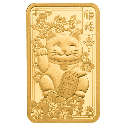 2026 pamp suisse lucky cat 2.5g gold bar in card in stock items, gold coins, asian culture, art bars/rounds