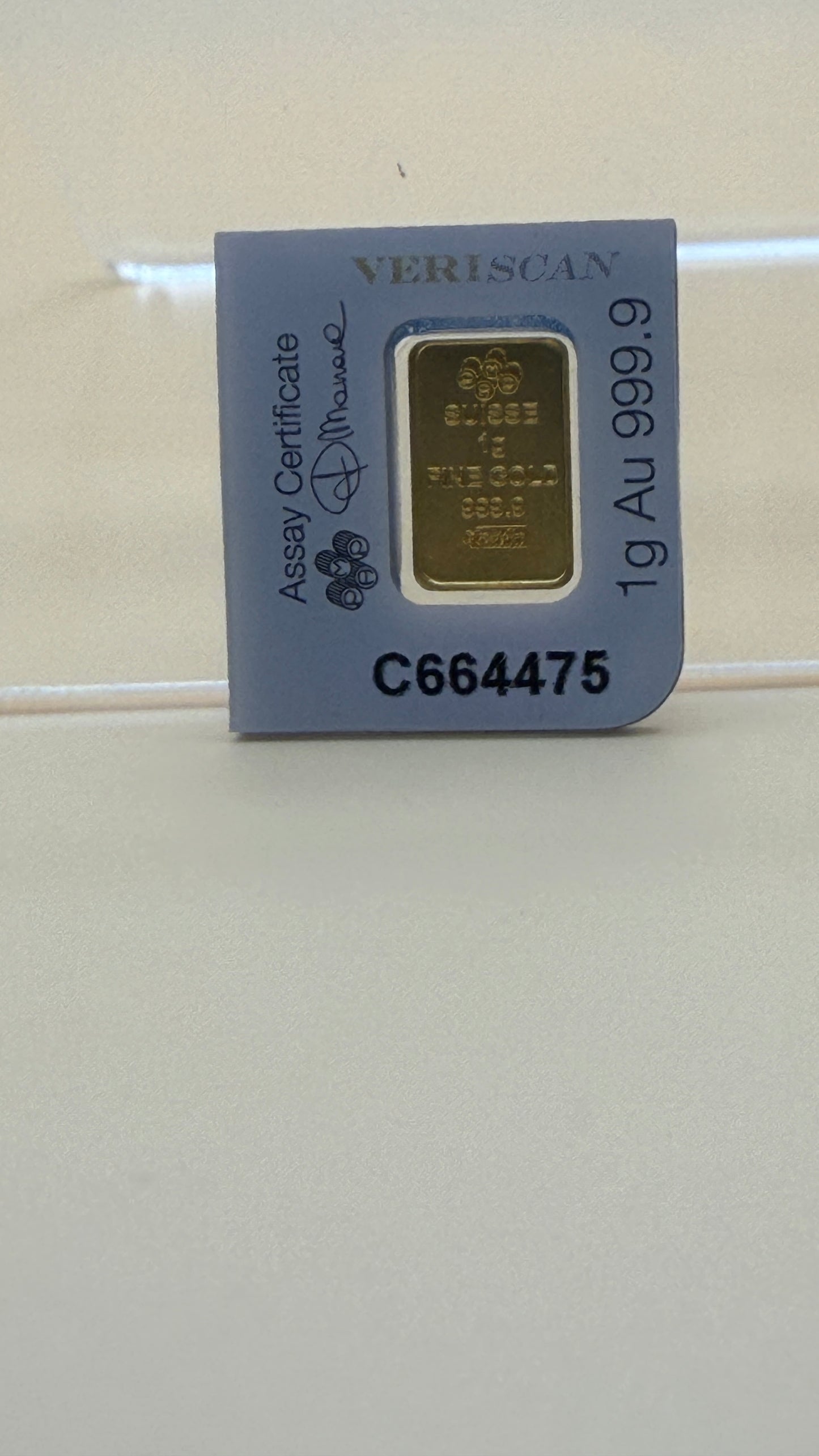 1 Gram PAMP Swiss 999.9 Pure Gold Bullion Bar