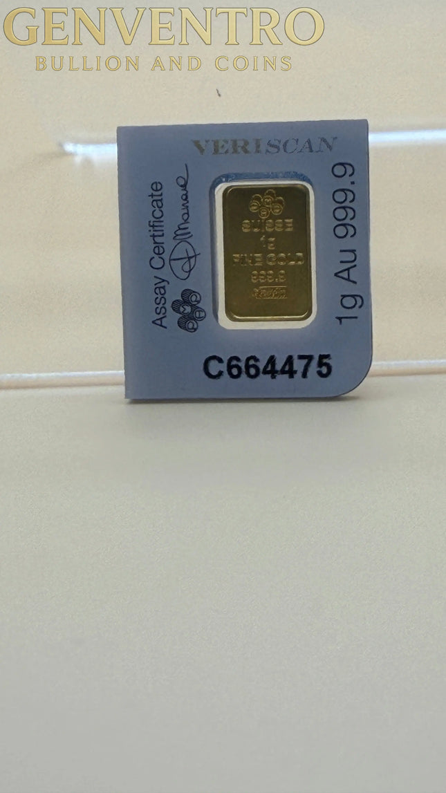 1 Gram PAMP Swiss 999.9 Pure Gold Bullion Bar Genventro