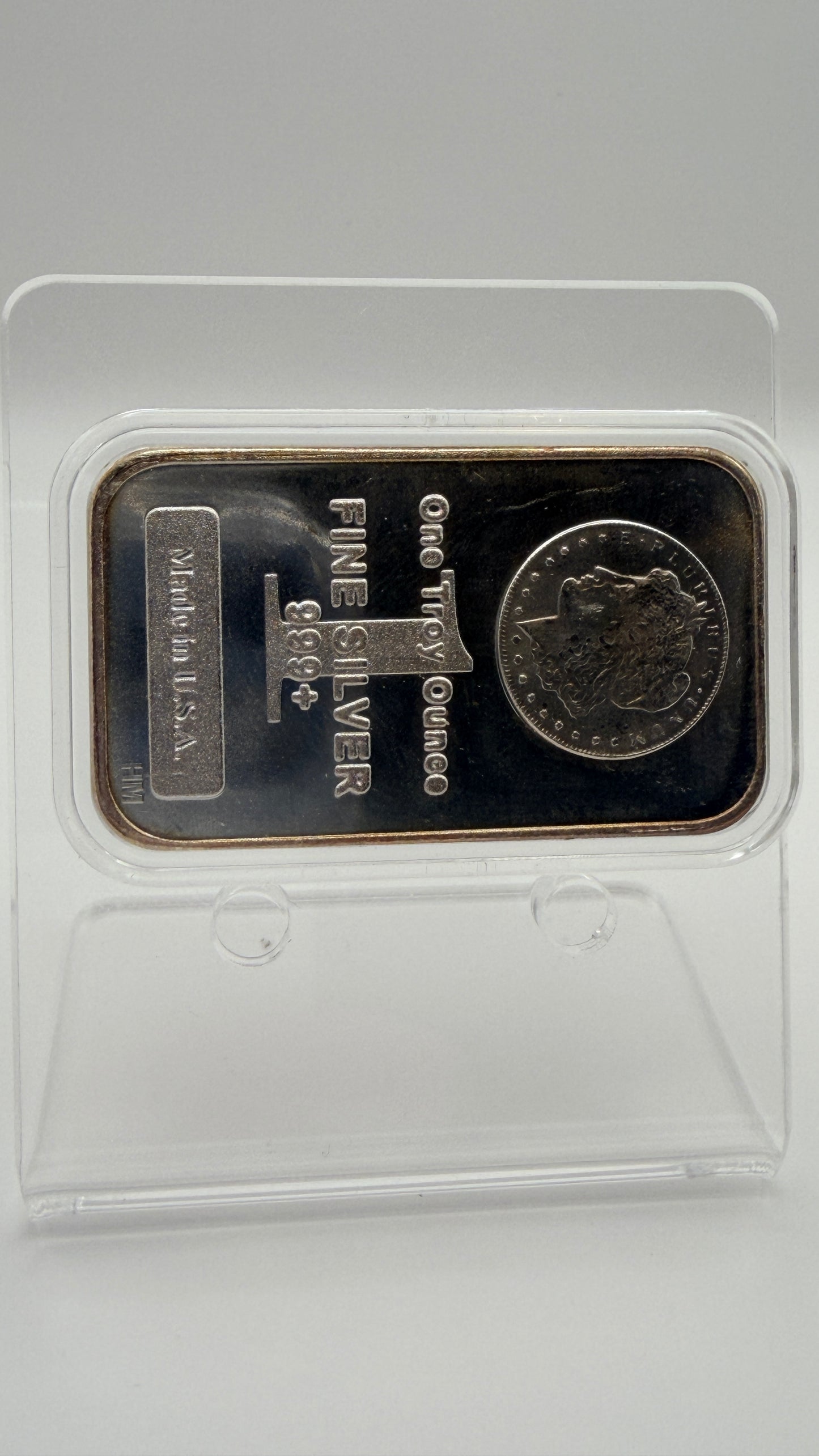 1oz Morgan .999 Fine Silver Bar Made in America Highland Mint