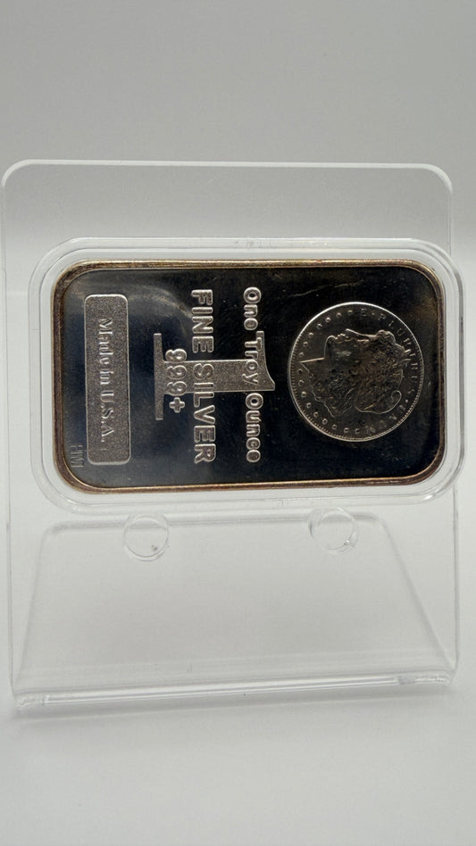 1oz Morgan .999 Fine Silver Bar Made in America Highland Mint