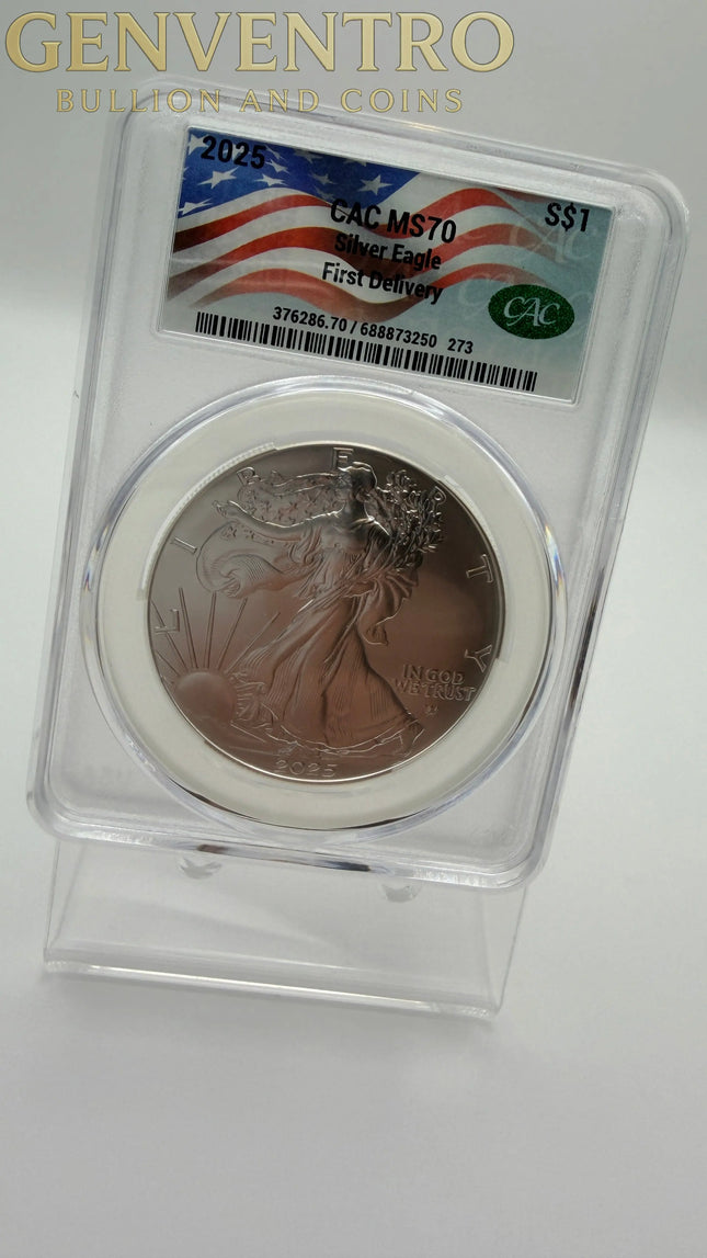 2025 American Silver Eagle MS70 First Delivery Genventro