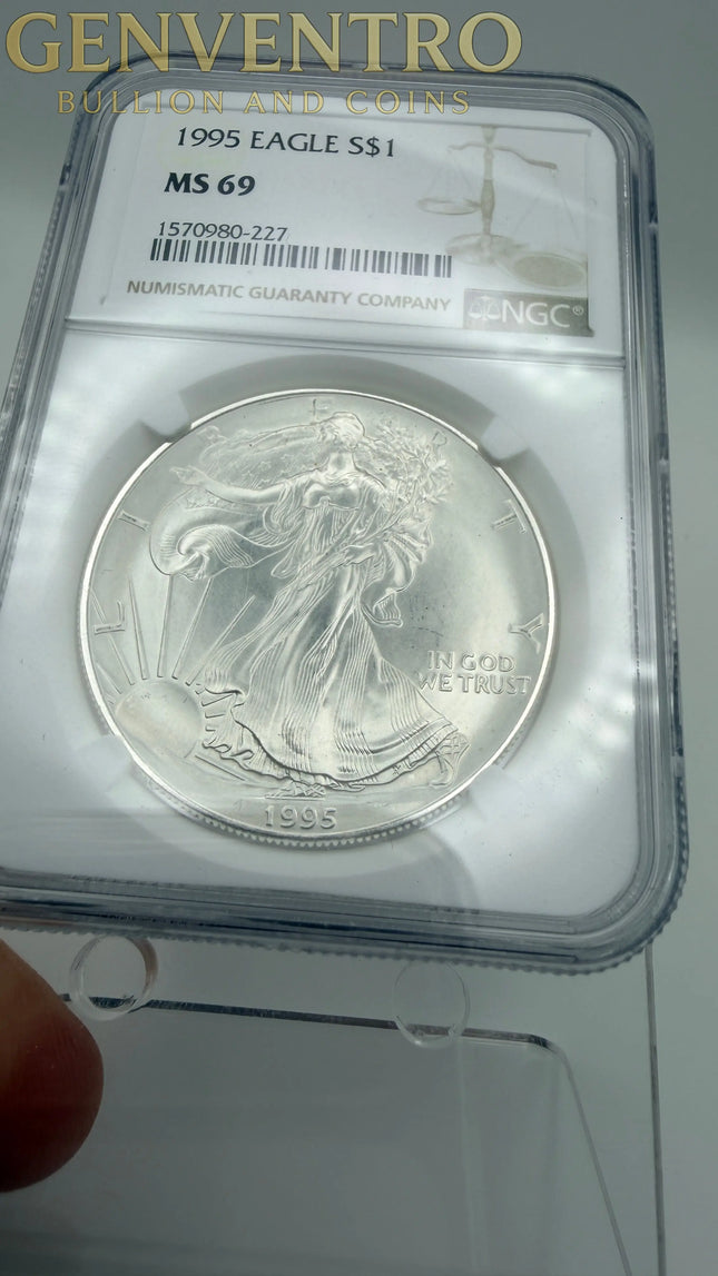 1995 American Silver Eagle NGC MS69 Brown Label Genventro