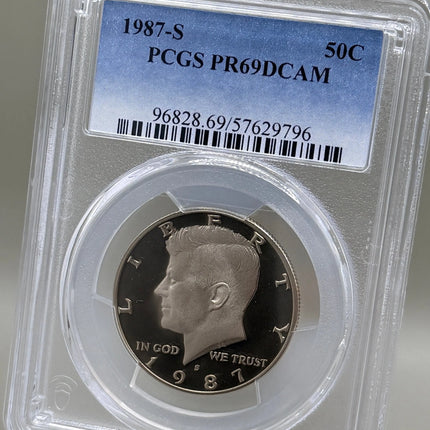 1987-S Kennedy Half Dollar Proof PCGS PR69 DCAM Blue Label Genventro