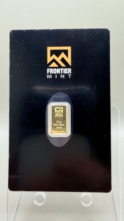 Frontier Mint .5 Gram 999.9 Gold Bar - Sealed IN ASSAY CARD