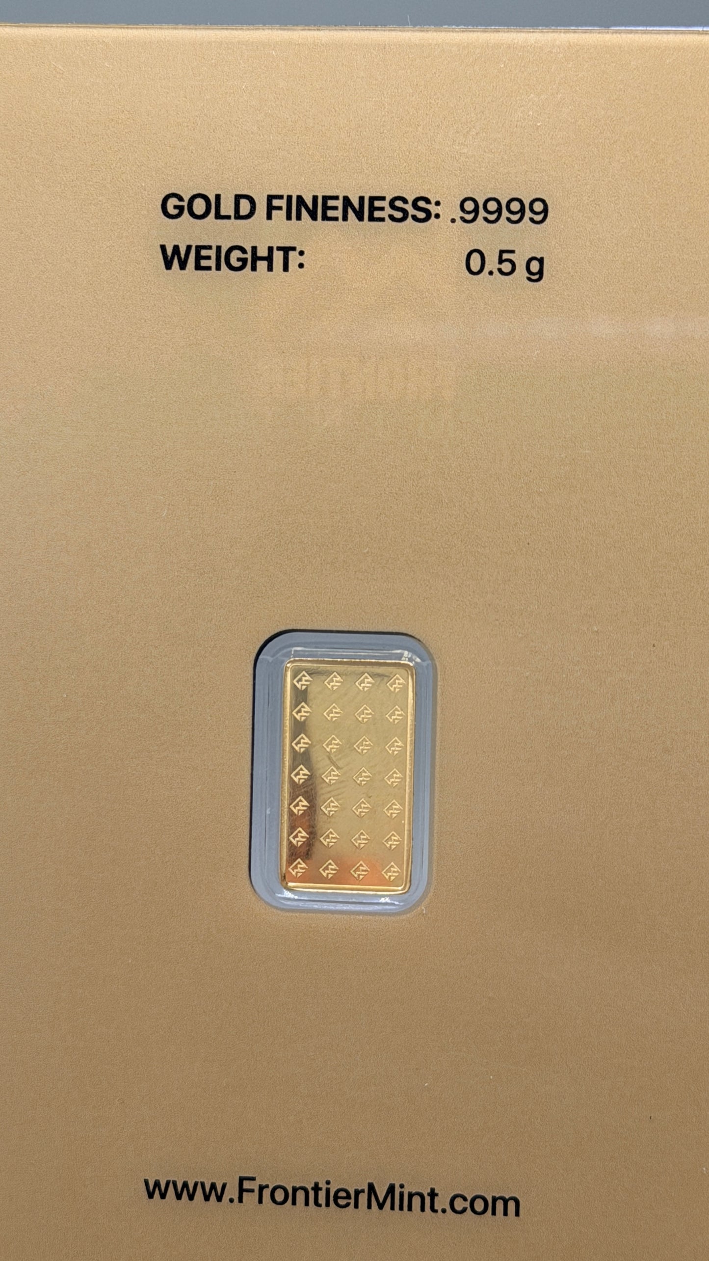 Frontier Mint .5 Gram 999.9 Gold Bar - Sealed IN ASSAY CARD