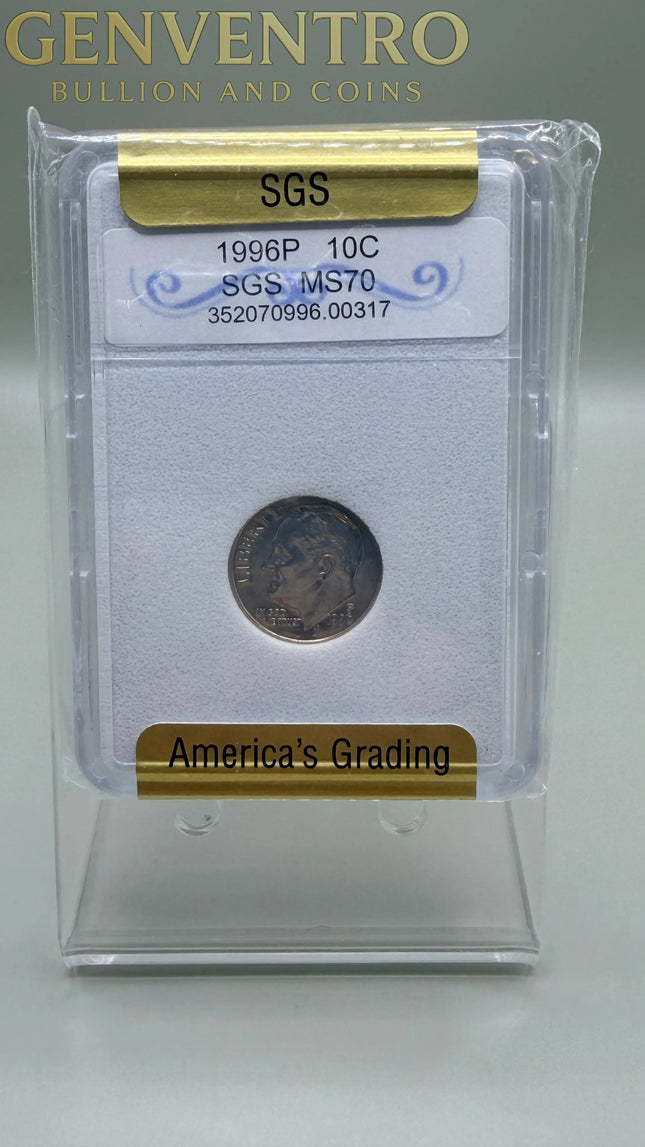 1996-P Roosevelt Dime SGS MS70 Genventro